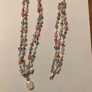 Glass, pearl, quartz- Necklace & Bracelet Set